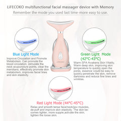 LiFECOKO Beauty Massager for Face & Neck,  Electric Face Massager Anti Wrinkles, Skin Tightening Beauty Massager for Lady, Facial Toning Device Massager for Rejuvenates Skin Lifting, USB Rechargeable, Portable, Pink