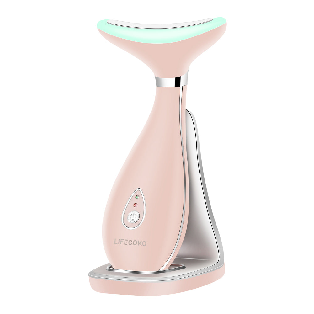 LiFECOKO Beauty Massager for Face & Neck,  Electric Face Massager Anti Wrinkles, Skin Tightening Beauty Massager for Lady, Facial Toning Device Massager for Rejuvenates Skin Lifting, USB Rechargeable, Portable, Pink
